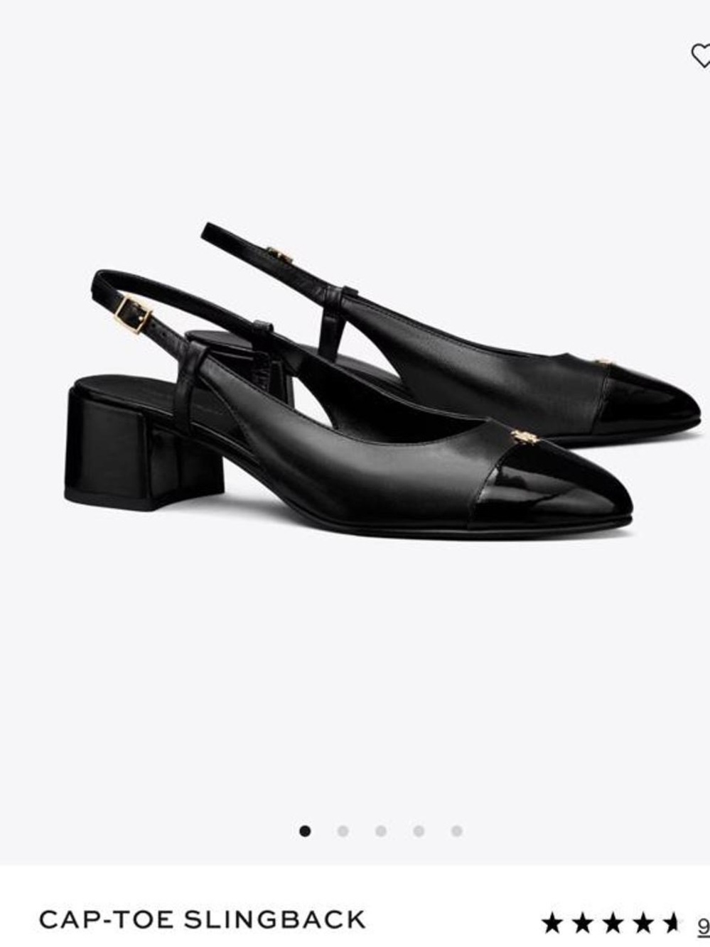 Tory Burch Black Cap-Toe Slingback Mules